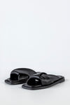 Leather quilted slide sandals