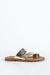 Leather asymmetrical toe slide sandals