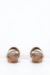 Leather asymmetrical toe slide sandals