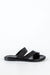 Leather asymmetrical toe slide sandals