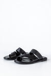 Leather asymmetrical toe slide sandals
