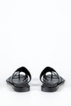 Leather asymmetrical toe slide sandals