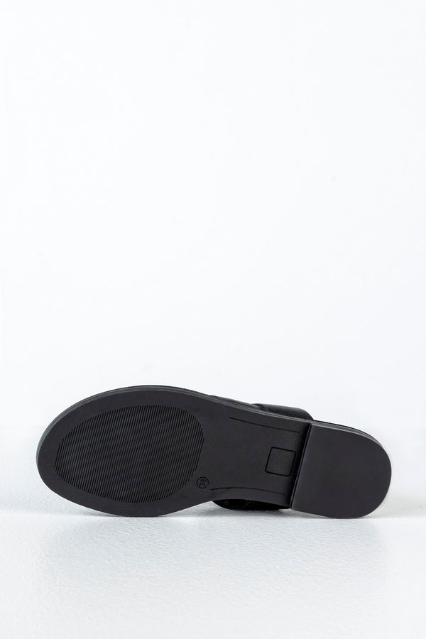 Leather asymmetrical toe slide sandals