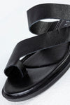 Leather asymmetrical toe slide sandals