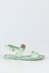 Leather slide sandals with chain