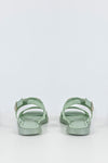 Leather slide sandals with chain