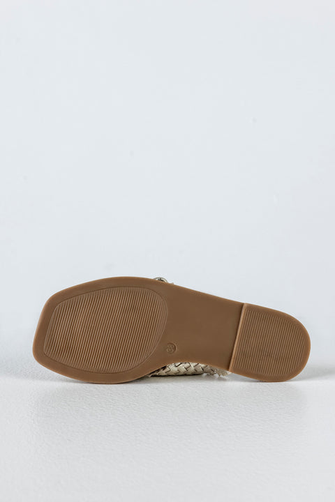 Leather slide sandals with big buckle