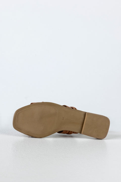 Leather slide sandals