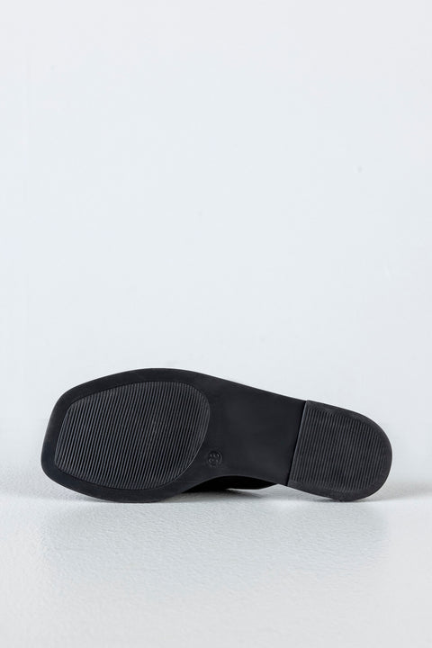 Leather asymmetrical slide sandals