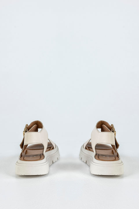 Leather flatform sandals with buckle