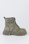 Chunky sole lace-up boots with buckle