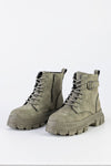 Chunky sole lace-up boots with buckle