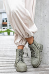 Chunky sole lace-up boots with buckle