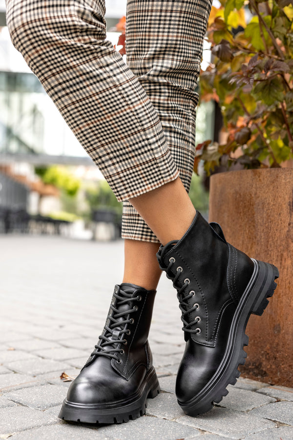 Leather lace-up boots