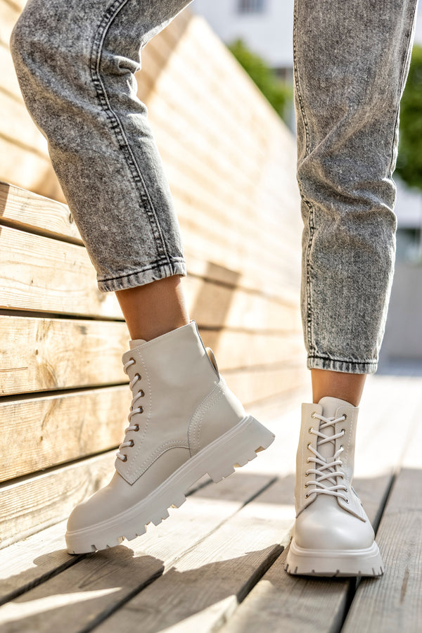 Leather lace-up boots