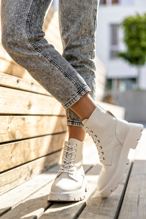 Leather lace-up boots