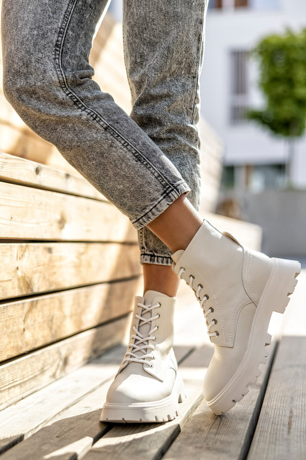 Leather lace-up boots