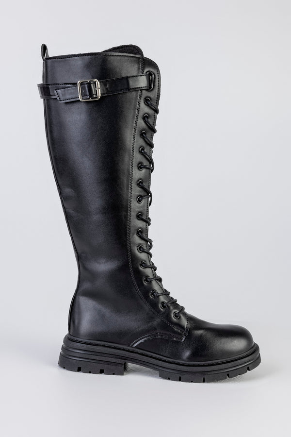 Lace-up long boots