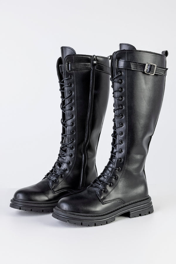 Lace-up long boots