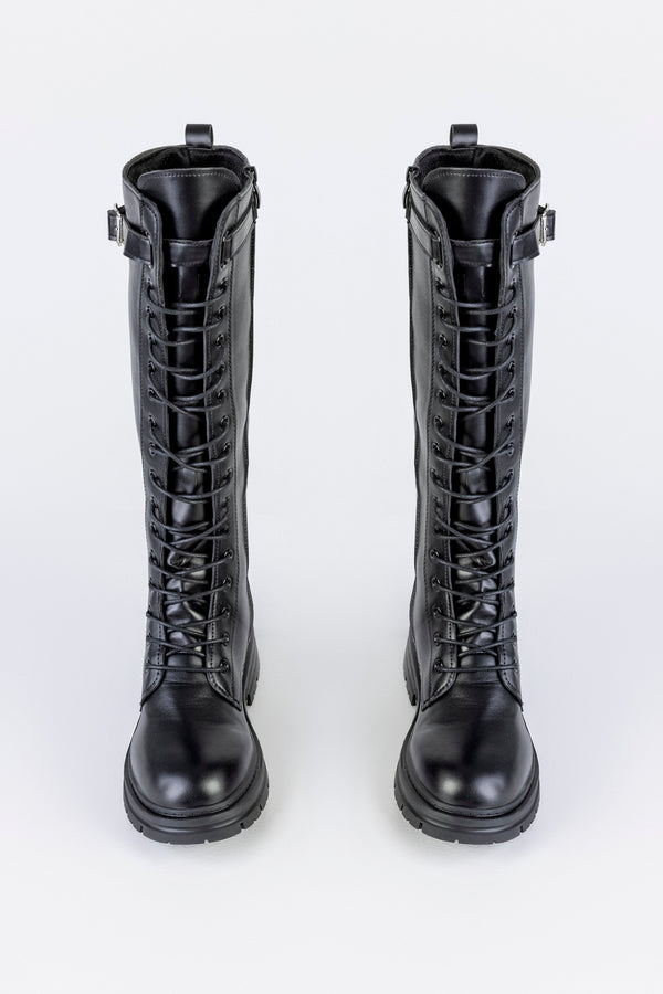 Lace-up long boots