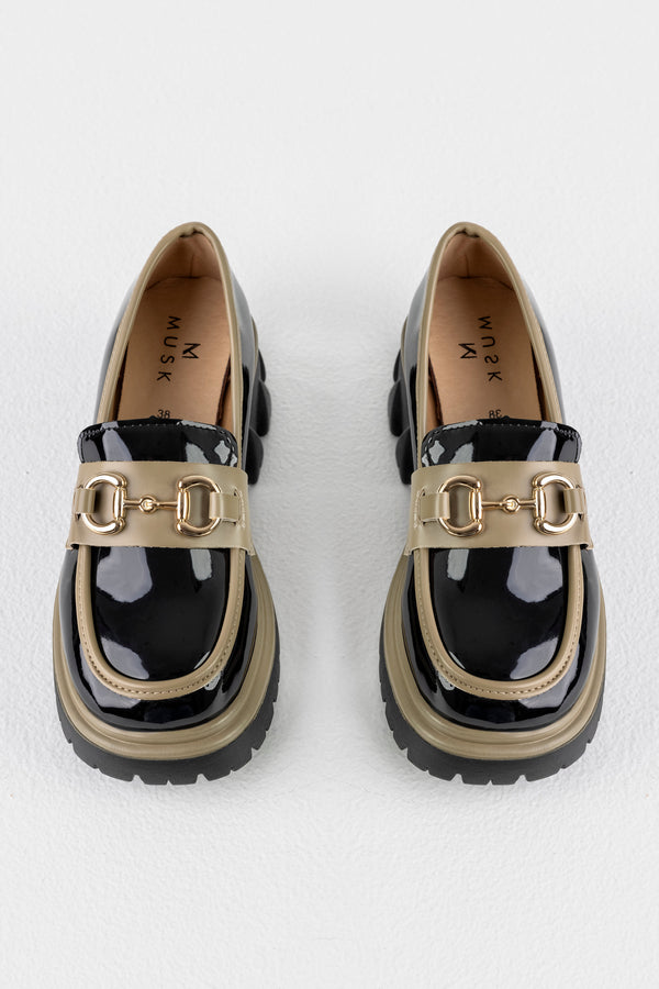 Chunky sole loafers with chain