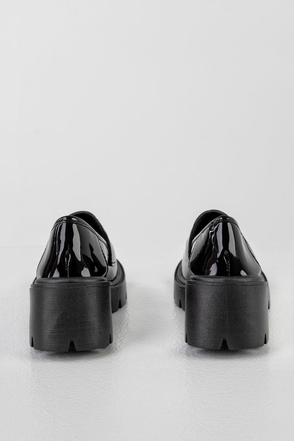 Chunky sole patent loafers