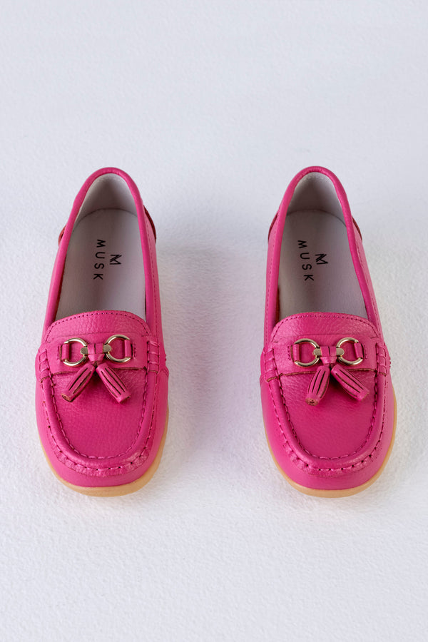 Mocassins en cuir à pompons