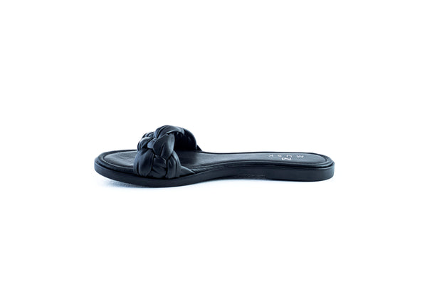Leather, braided, flat sole slide sandals