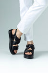 Lether, puffy, flatforam sandals