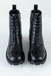 Lace-up, woven look boots