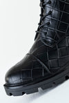 Lace-up, woven look boots