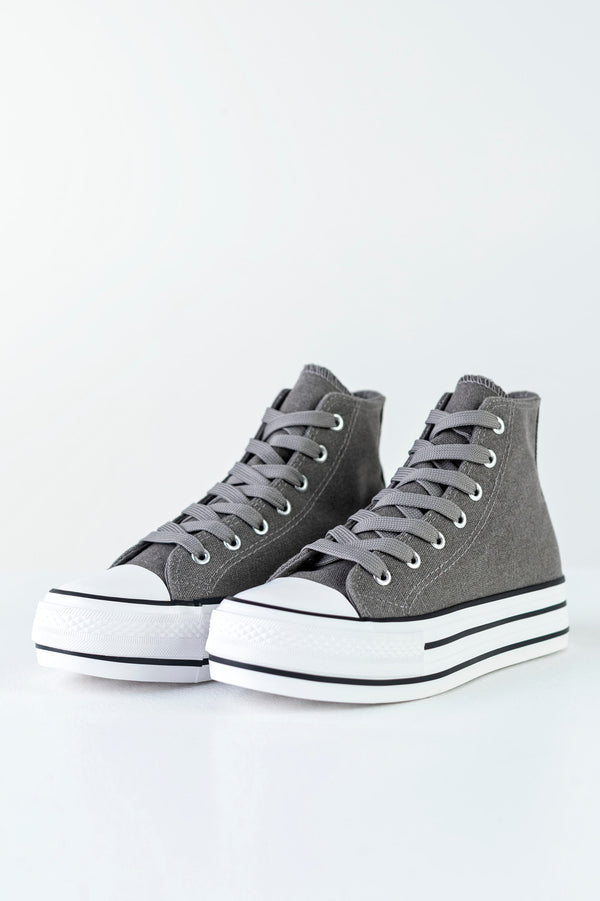 High top textile sneakers