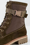 Leather lace-up boots with buckle