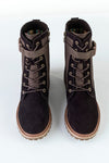 Leather lace-up boots with buckle