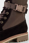 Leather lace-up boots with buckle