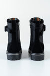 Leather lace-up boots with buckle