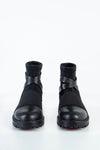 Boots with strap deccoration