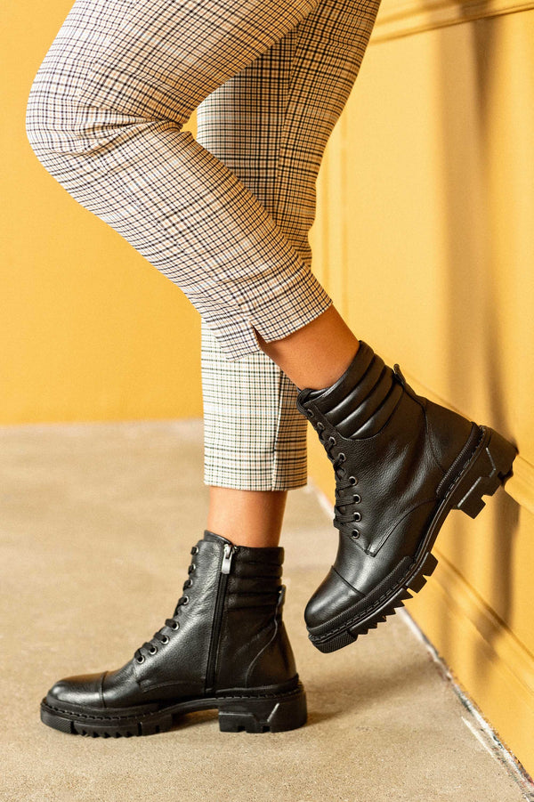 Leather lace-up boots