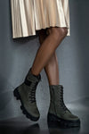 Leather lace-up boots