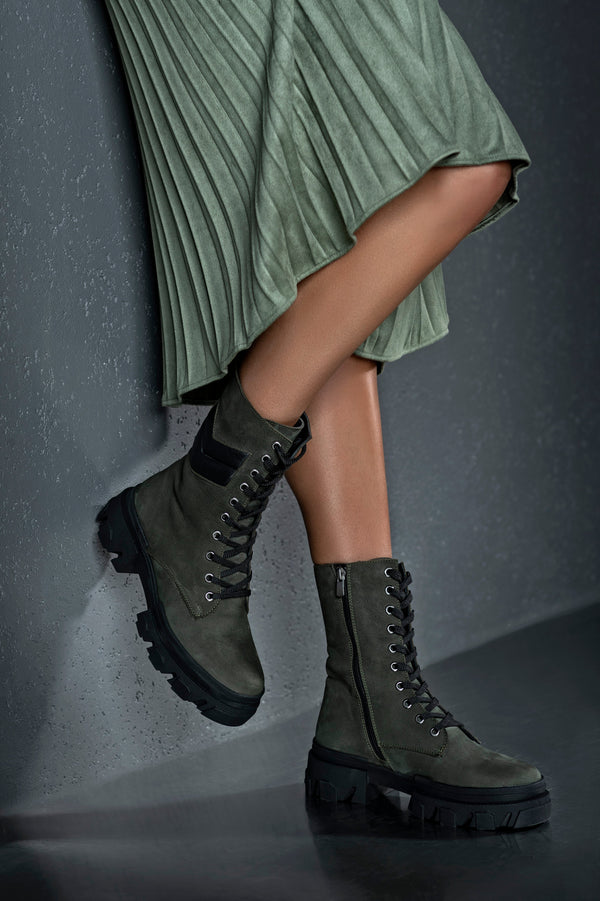Leather lace-up boots