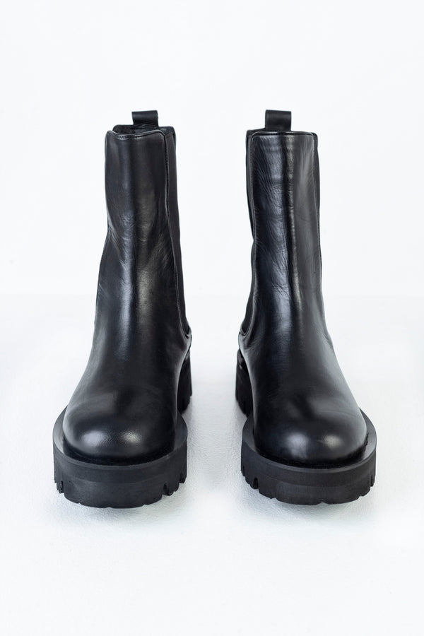 Leather high top chelsea boots