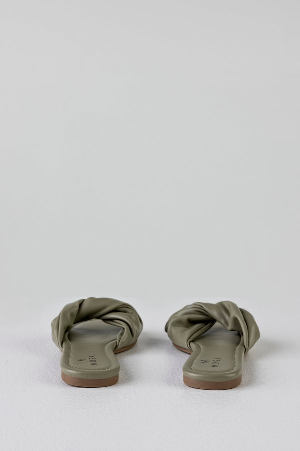 Twist vamp slide sandals