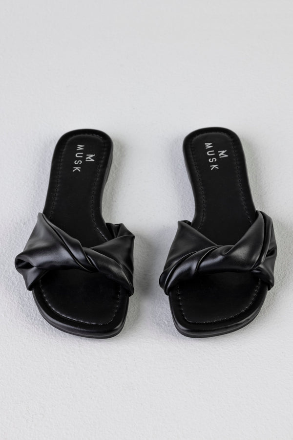 Twist vamp slide sandals