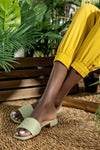 Quilted vamp slide sandals