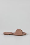Ruched flat sole slide sandals