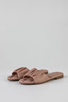 Ruched flat sole slide sandals