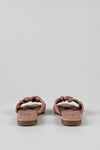 Ruched flat sole slide sandals