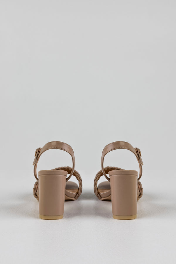 Woven vamp heeled sandals