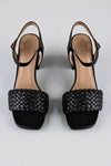 Woven vamp heeled sandals