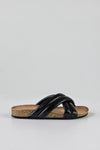 Padded crossover straped slide sandals